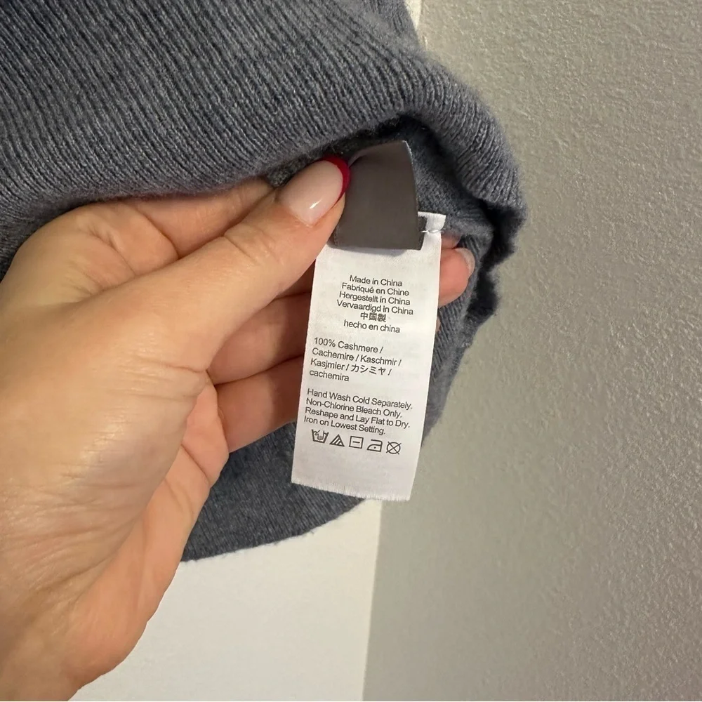 J Crew Cashmere Fold Over Turtlen Sweater Light Blue Gray Color Size Small Women